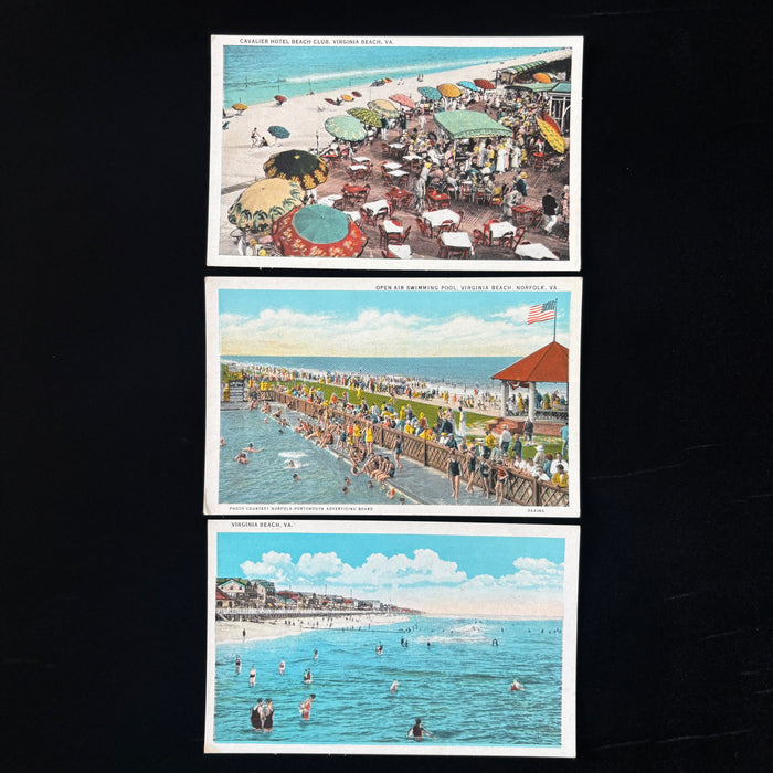 Vintage Postcard Lot Virginia Beach 1920s Cavalier Hotel Club Swimming Pool