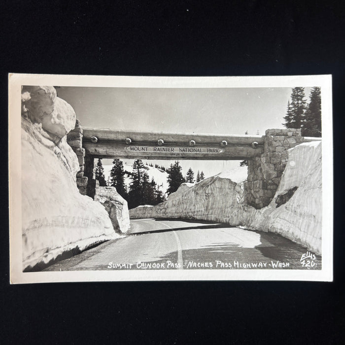 Vintage Postcard RPPC Chinook Pass Snowy Mount Rainier National Park Washington