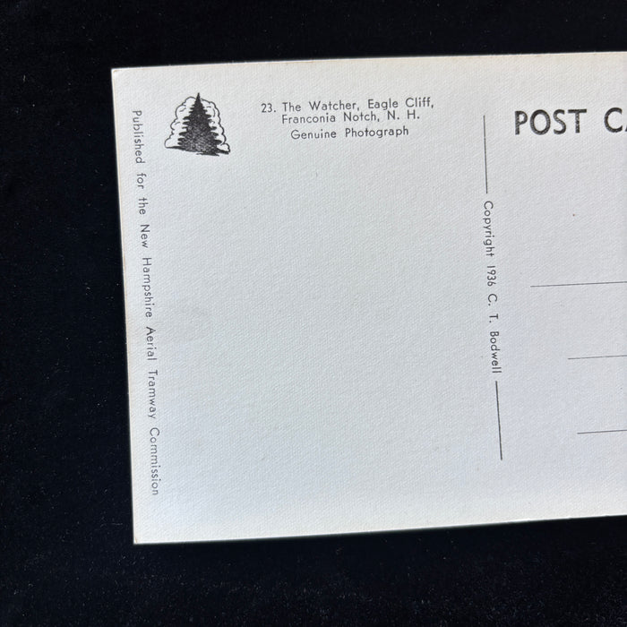 Vintage Postcard 1936 RPPC The Watcher Eagle Cliff Franconia Notch NH White Mt