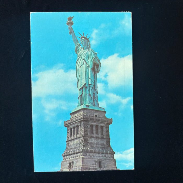 Vintage Postcard 1966 Statue Of Liberty Peachtree St Atlanta GA Posted NY Harbor