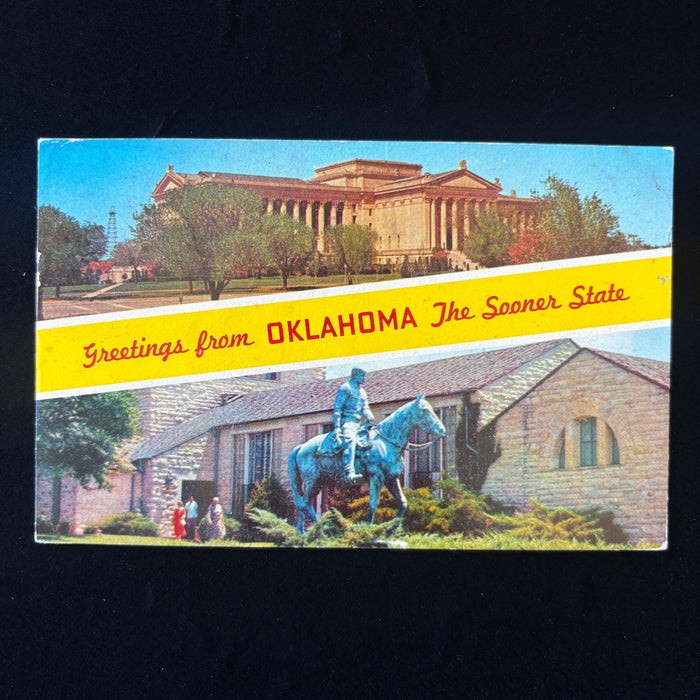 Vintage Postcard 1964 Greetings From Oklahoma Perry Will Rogers Memorial Posted
