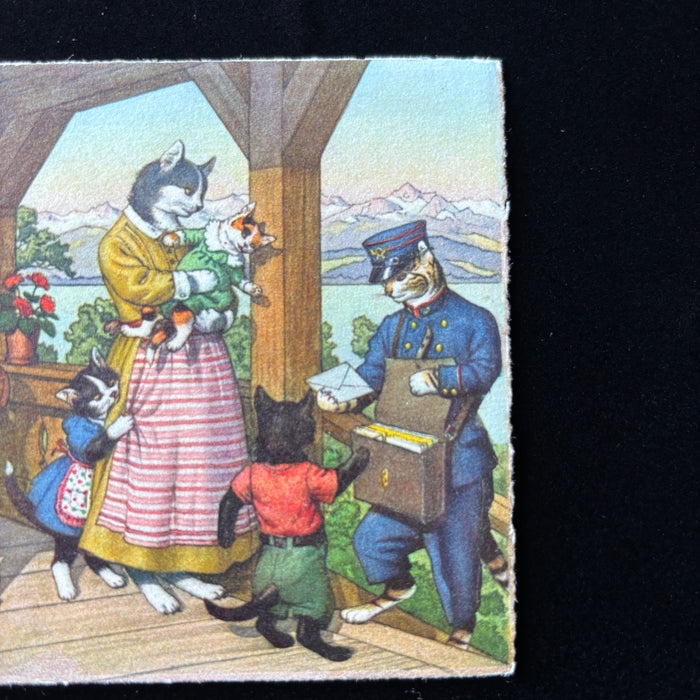 Vintage Postcard Alfred Mainzer Anthropomorphic Cat Mailman Postman Swiss Alps