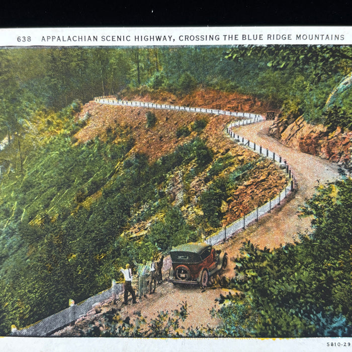 Vintage Postcard Lot 3 Waving Men Cars Highway Drive Appalachian Mountains Lake