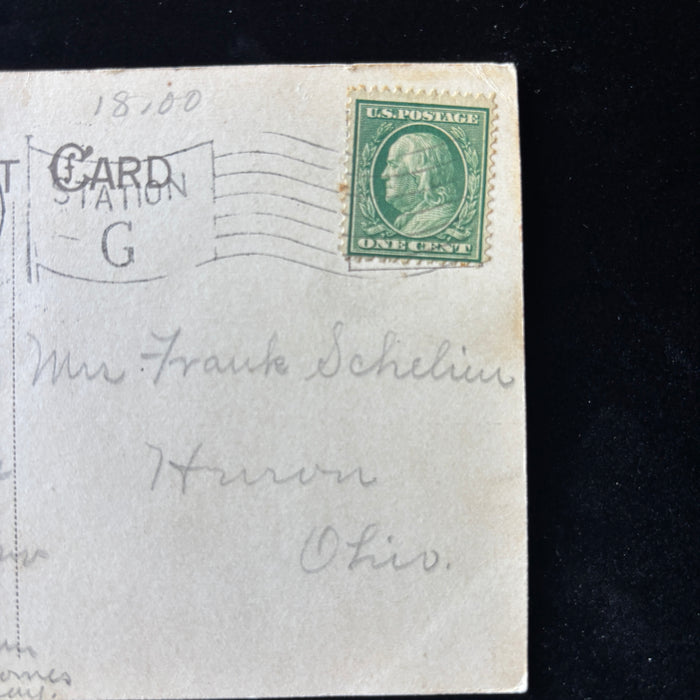 Antique Postcard 1909 Motor Boating Rocky River Cleveland Ohio Luna Park July 4