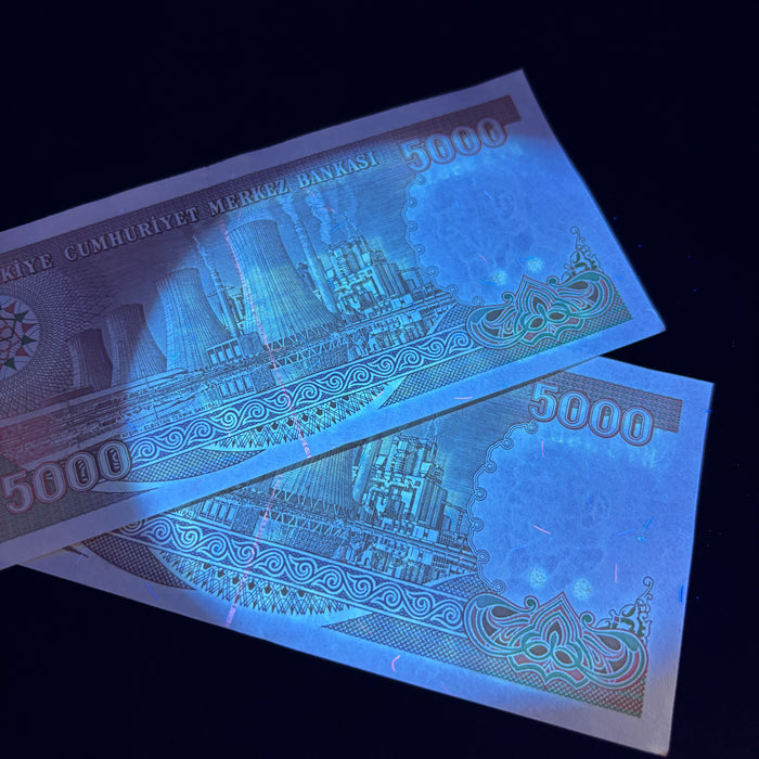 Vintage Banknote 1985 Set Turkey Consecutive Pair 5000 Lirasi UV Verified UNC