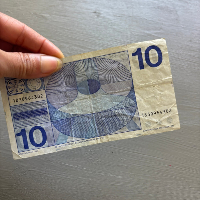 Vintage Banknote 1968 Netherlands 10 Gulden UV Verified Frans Hals Modernist