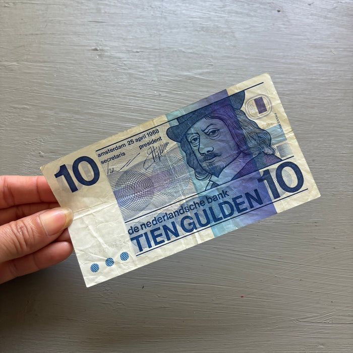 Vintage Banknote 1968 Netherlands 10 Gulden UV Verified Frans Hals Modernist