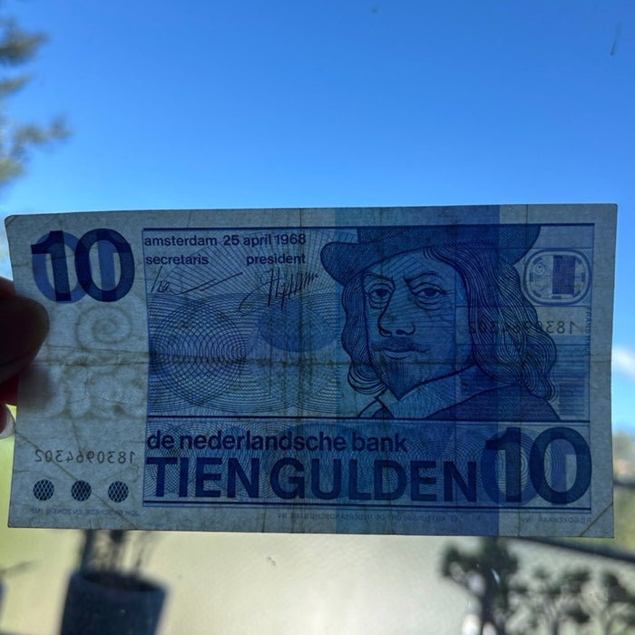 Vintage Banknote 1968 Netherlands 10 Gulden UV Verified Frans Hals Modernist