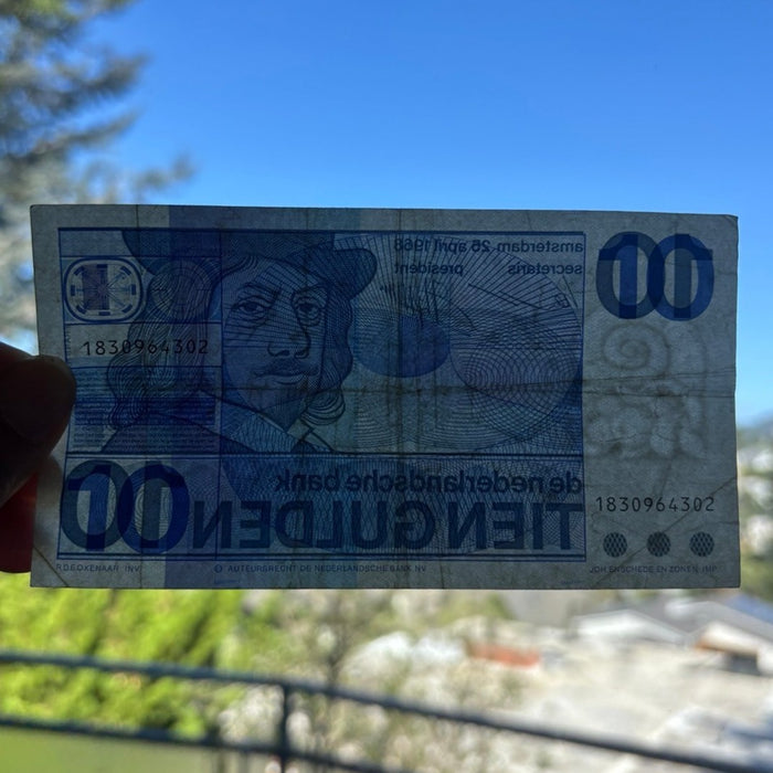 Vintage Banknote 1968 Netherlands 10 Gulden UV Verified Frans Hals Modernist