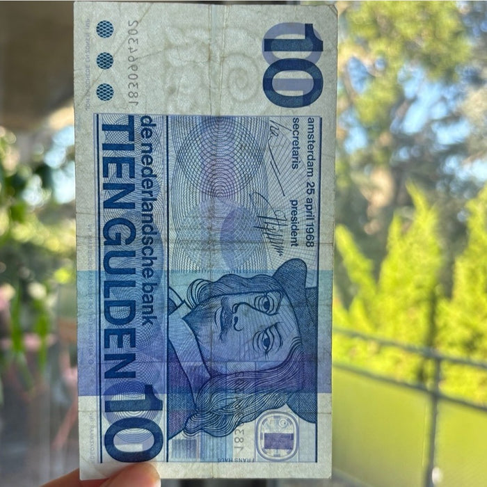 Vintage Banknote 1968 Netherlands 10 Gulden UV Verified Frans Hals Modernist