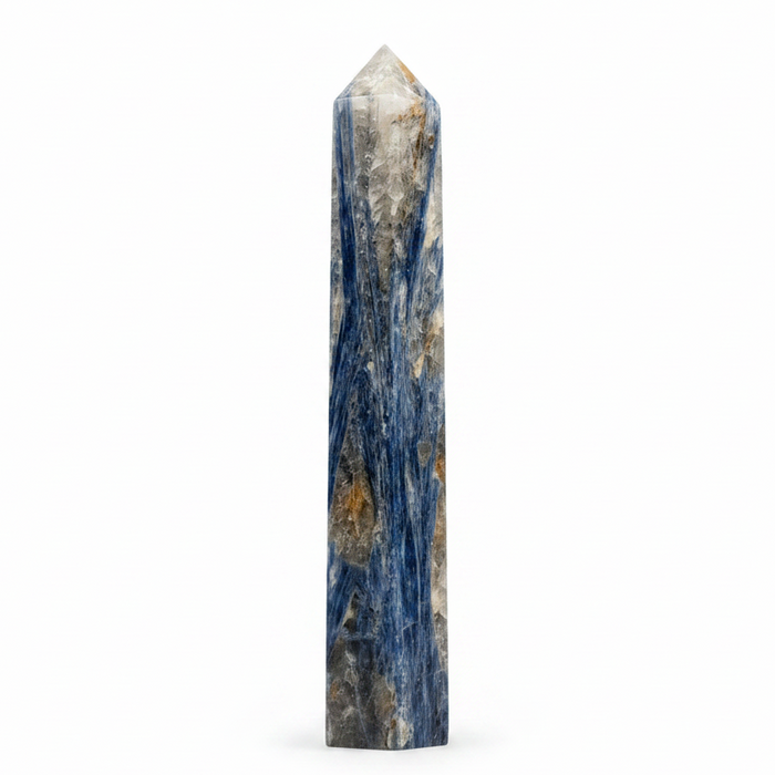 Kyanite Wand Tall Tower Blue Gemstone Gold Inclusions
