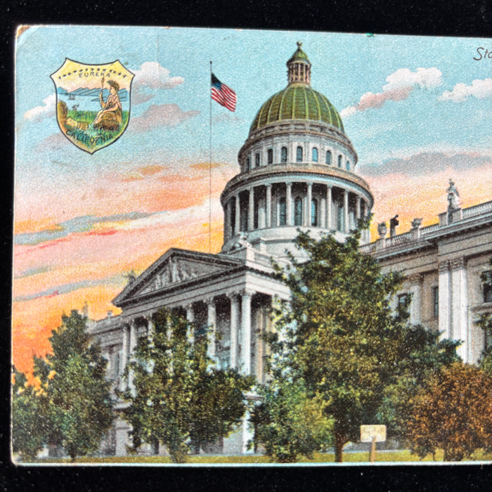 Antique Postcard 1906 Sacramento CA Earthquake Cementing State Capitol
