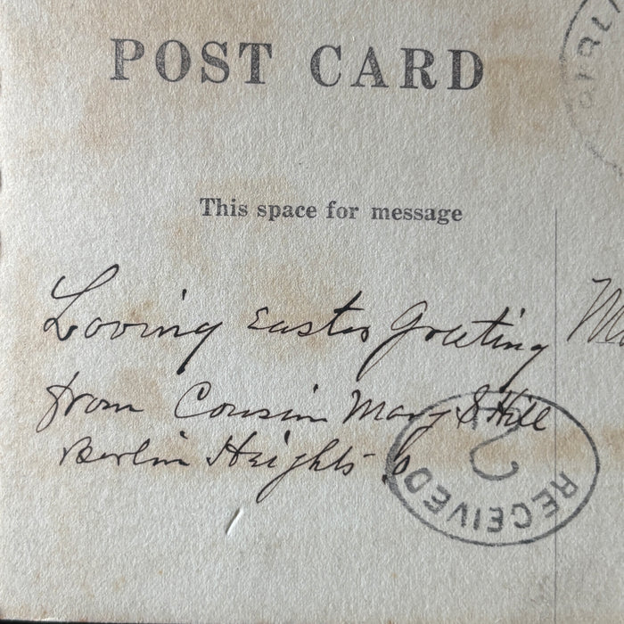 Antique Postcard 1907 RPPC Berlin Heights Ohio Landscape Photo Easter Greeting