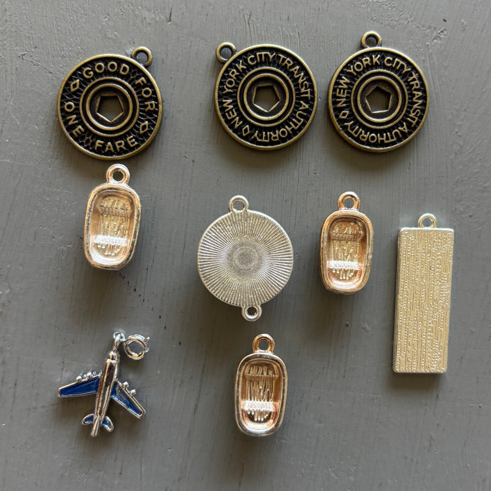 Metal Charm Bundle: 9 New York City NYC Pendants Jewelry Making