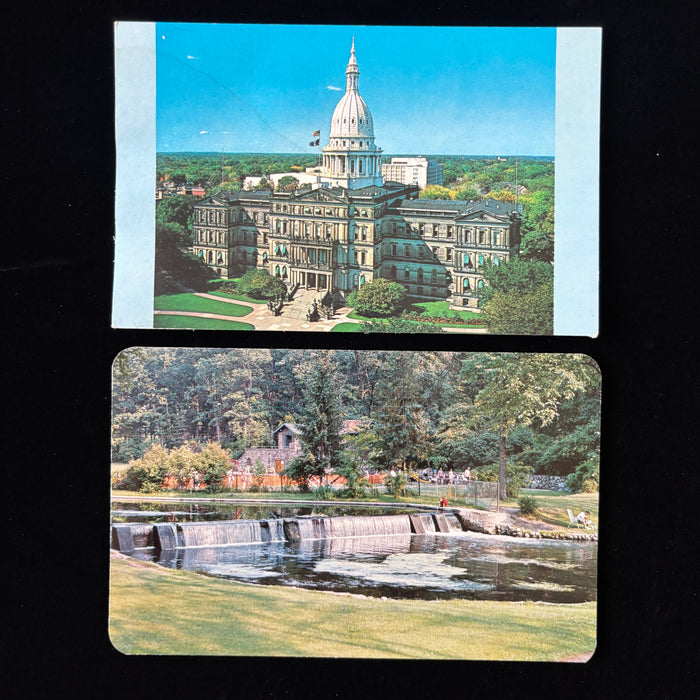 Vintage Postcard Lot Michigan Lansing State Capitol Milham Park Summer Scene