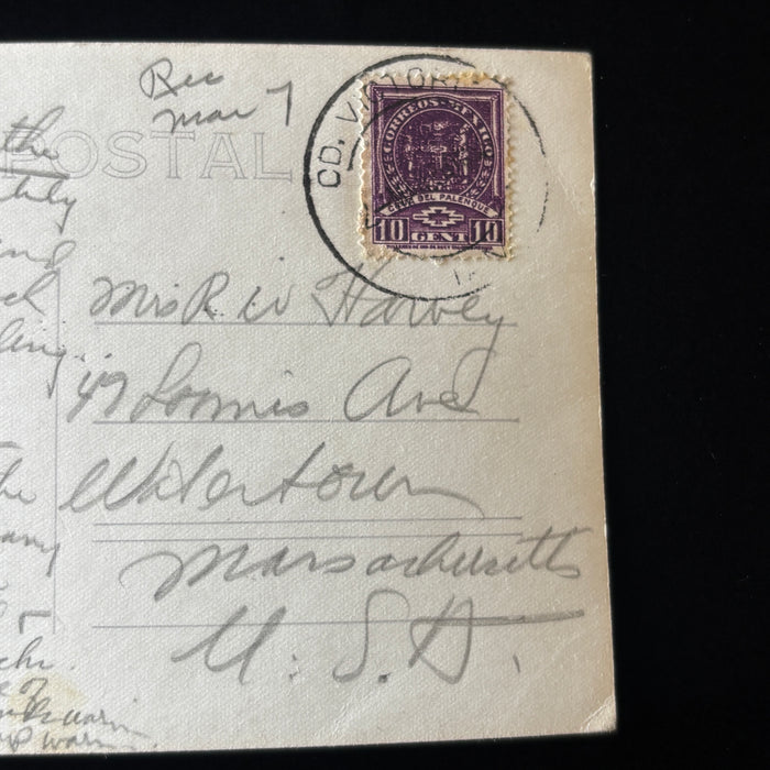 Vintage Postcard 1940s RPPC Parangaricutiro Mexico Volcano Lava Church Horseback