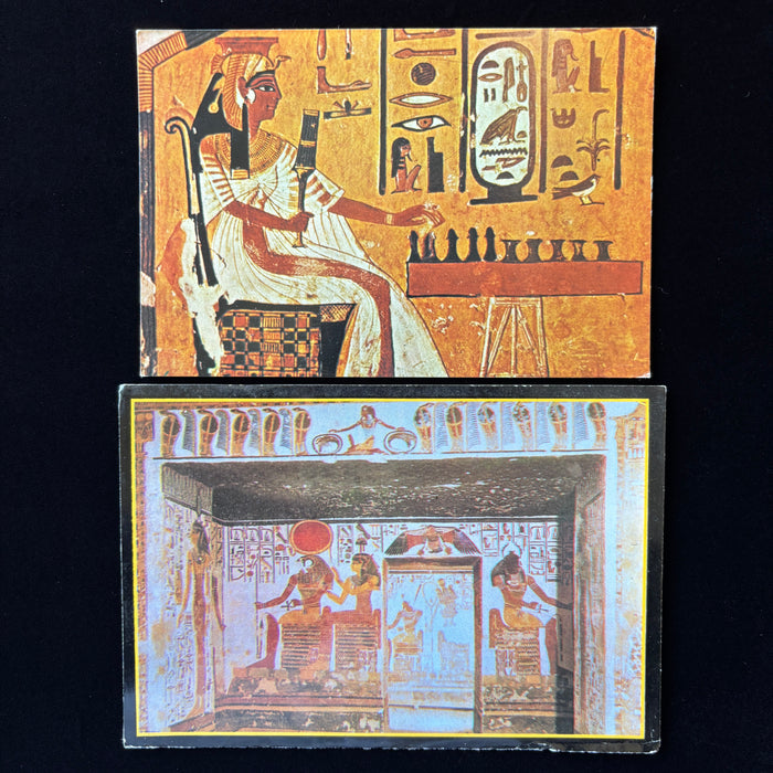 Vintage Postcard Lot Queen Nefertari Tomb Senet Game Egypt Osiris Hieroglyph Art