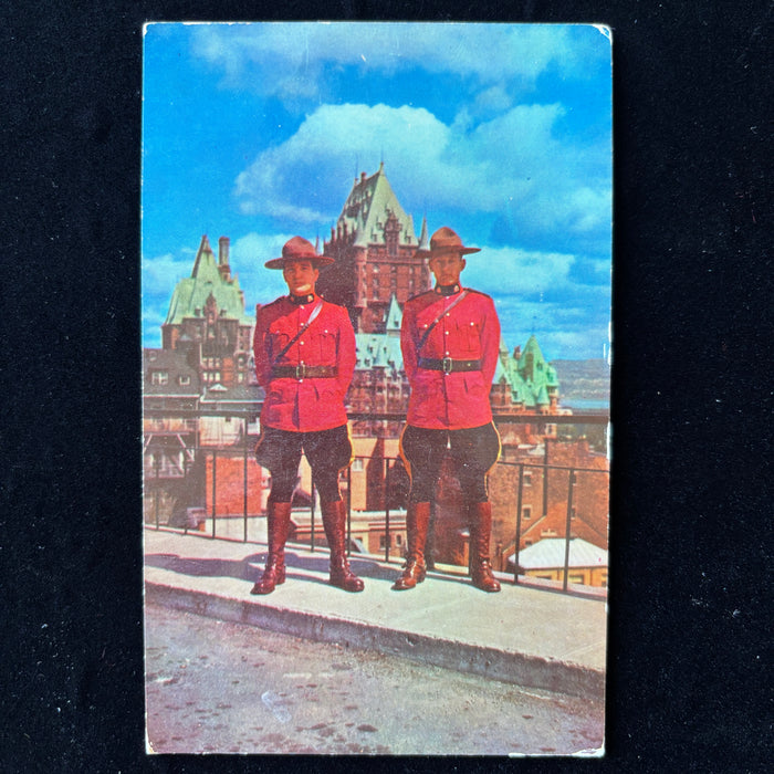 Vintage Postcard 1957 RCMP Mounties Quebec Chateau Frontenac Ste Anne Cancel