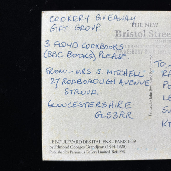 Vintage Postcard 1994 Radio Times Keith Floyd Giveaway Paris Street Horse Police