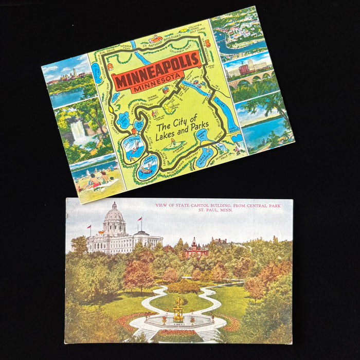 Vintage Postcard Lot Minneapolis Minnesota Pictorial Map St Paul Capitol Hammon