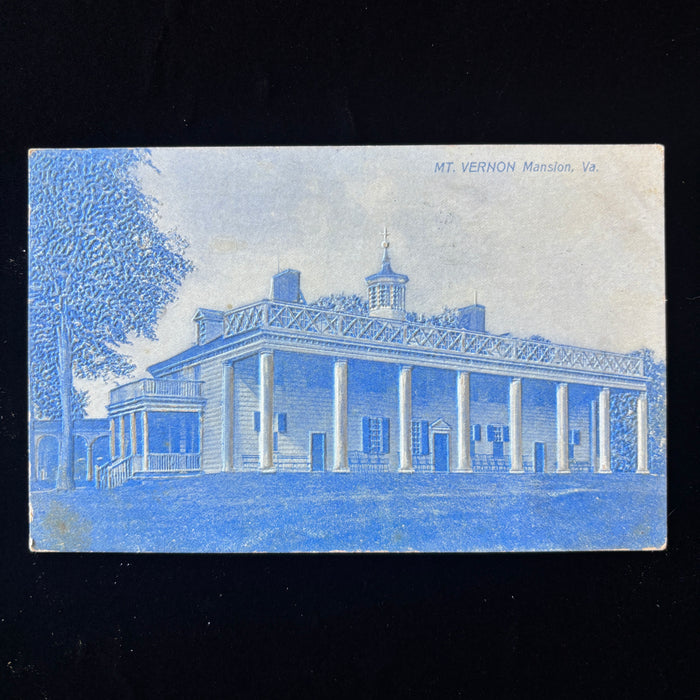 Antique Postcard 1911 Embossed Blue Mt Vernon Mansion Virginia Lancaster PA