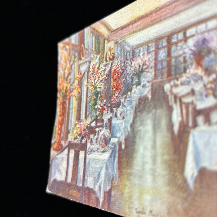 Vintage Poscard 1937 Fresh Flower Dining Santa Maria Inn California