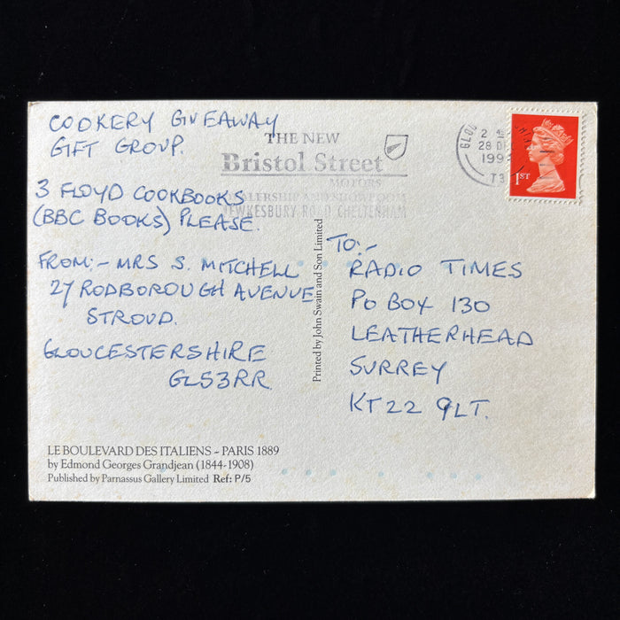 Vintage Postcard 1994 Radio Times Keith Floyd Giveaway Paris Street Horse Police
