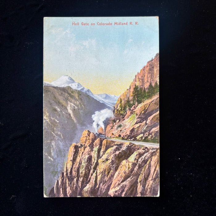 Antique Postcard 1908 Steam Train Hell Gate Colorado Midland Railroad Rocky Mtns