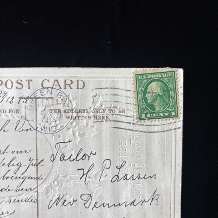 Antique Postcard 1913 Tailor Larsen Nativity Christmas Denmark Wisconsin Danish