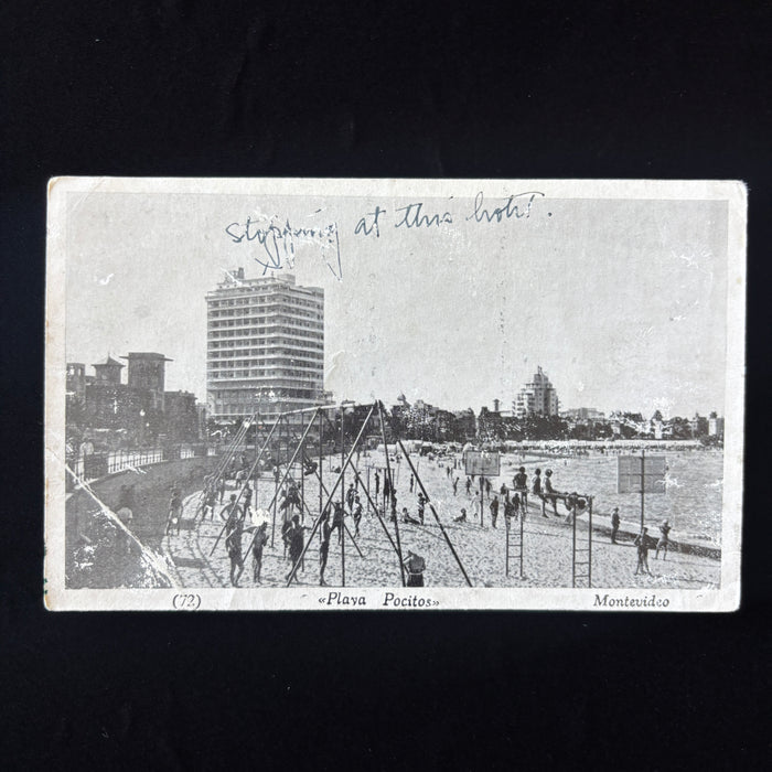 Vintage Postcard 1947 Paris South America Montevideo Uruguay Playa Pocitos Beach