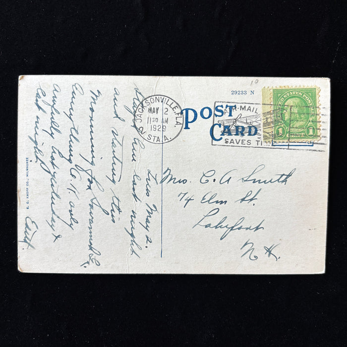 Vintage Postcard 1929 Air Mail Slogan Jacksonville FL Hotel Windle Multi-View