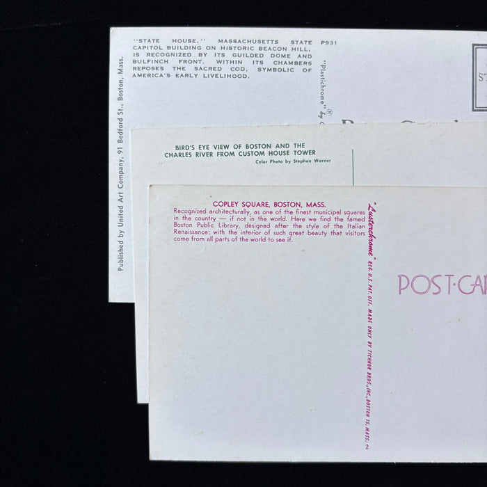 Vintage Postcard Lot Boston Autos Gold Dome State Capitol Aerial Massachusetts