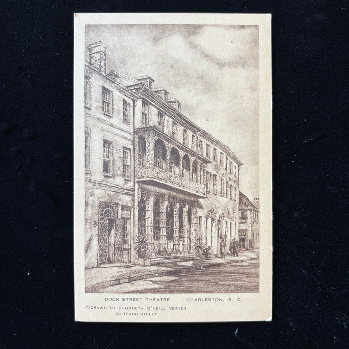 Vintage Postcard Dock St Theatre Charleston SC Oneill Iconic Verner Flower Lady