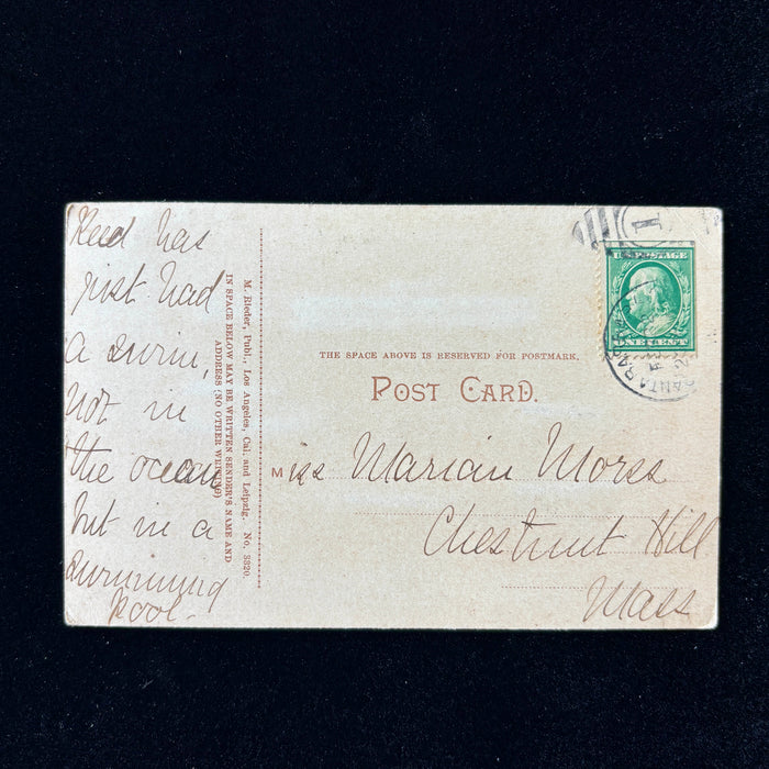 Antique Postcard 1900s Glitter Art Potter Hotel Santa Barbara Tinsel Sailboats