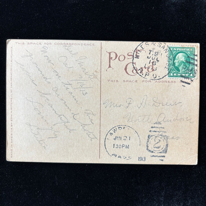 Antique Postcard 1913 Hotel Del Monte Rare RPO Train Postage