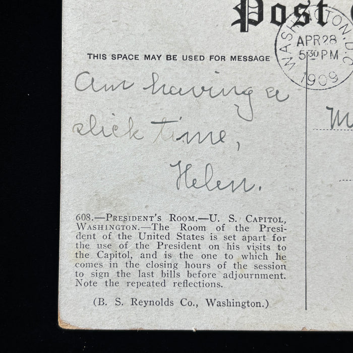 Antique Postcard 1909 Slick Time Portland Maine Capitol Opulent Presidents Room