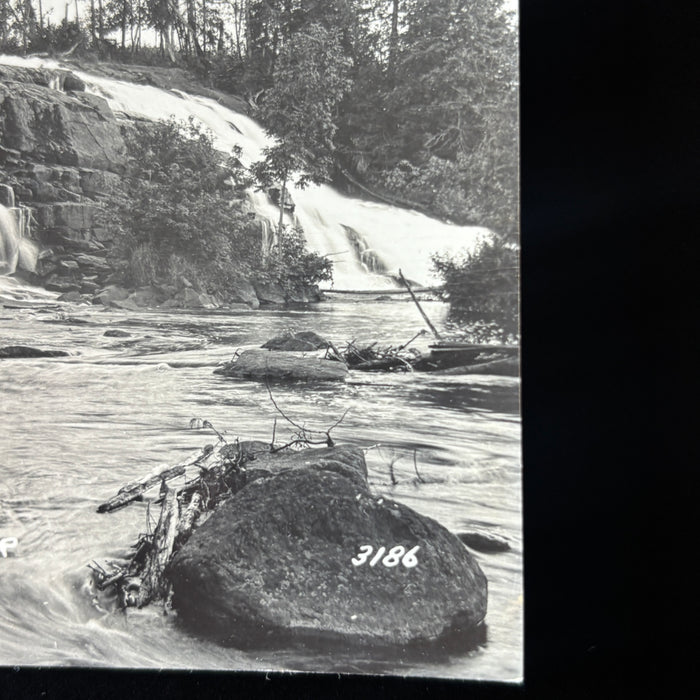Vintage Postcard 1950s RPPC Bond Falls Ontonagon River Michigan Waterfall Travel