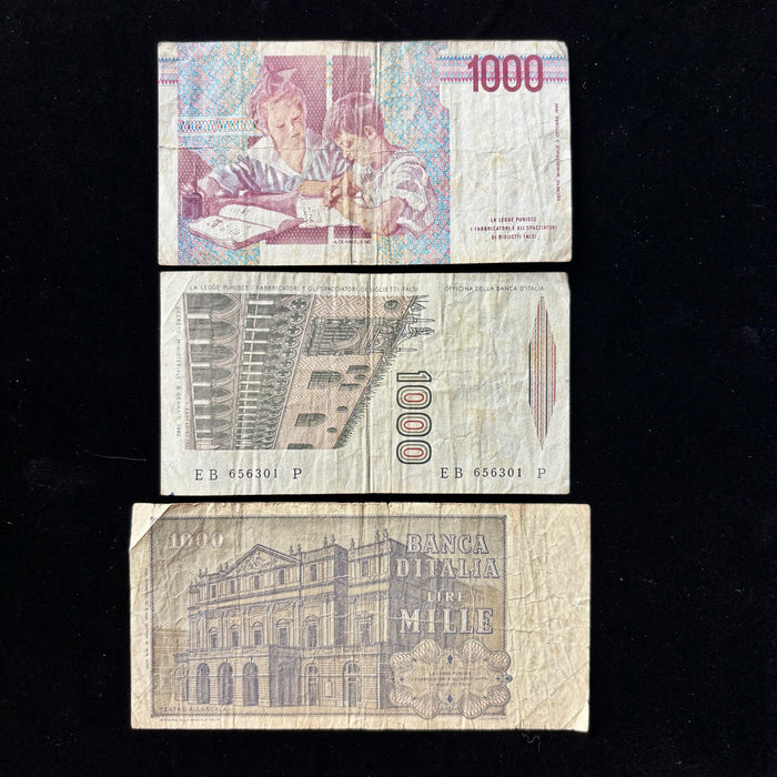 Vintage Banknote Set Italian Titan Verdi La Scala Marco Polo Montessori Lire Lot