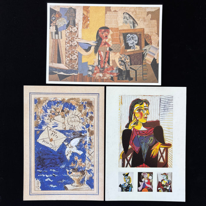 Vintage Postcard Lot of 3 Pablo Picasso Paris Art Set Museum Blue Seal Muse Dove