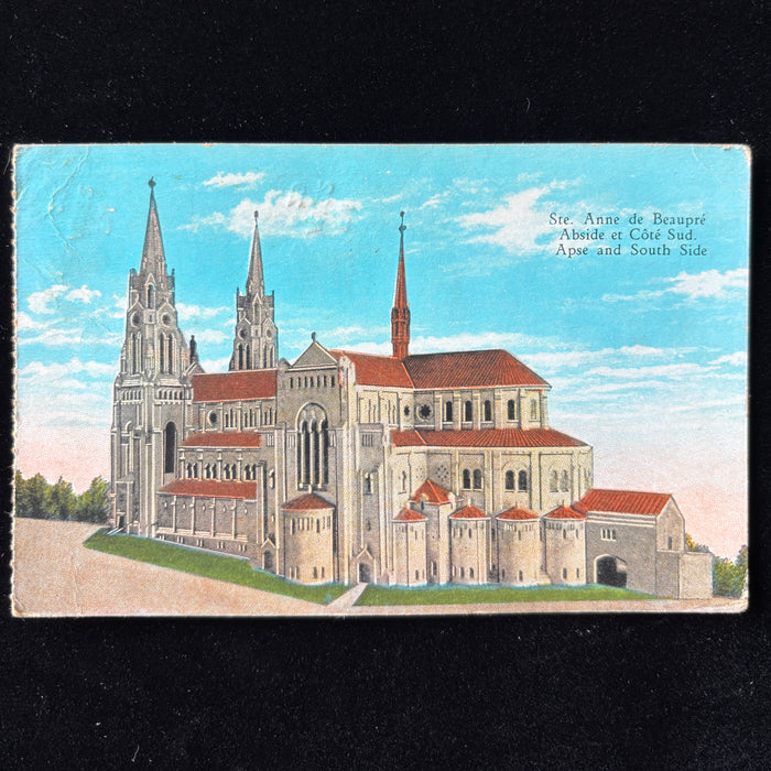 Vintage Postcard 1929 Blue Cachet Fire Ste Anne Beaupre Basilica PQ Canada