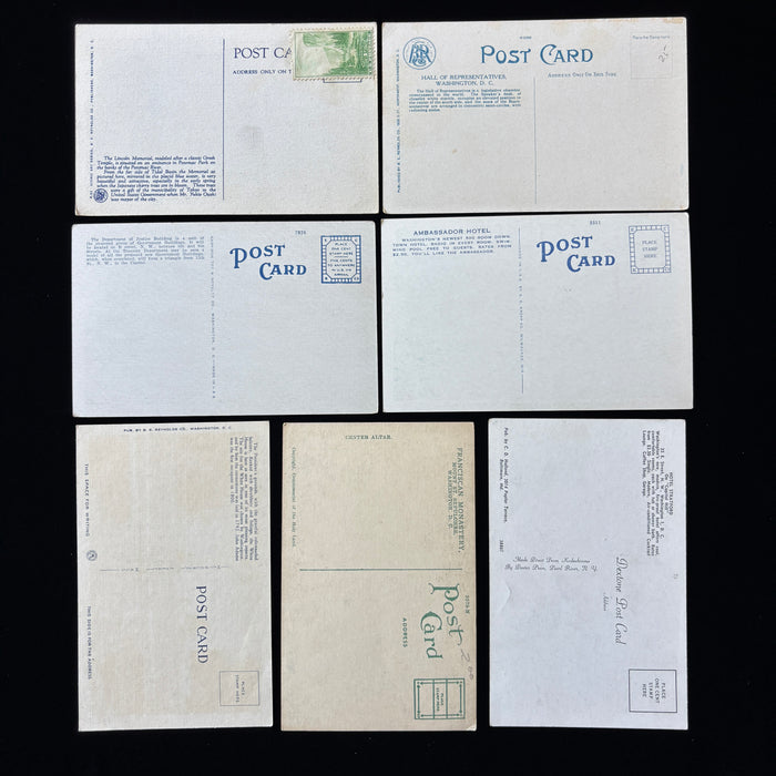 Vintage Postcard Lot Washington DC Lincoln Memorial White House Ambassador Hotel