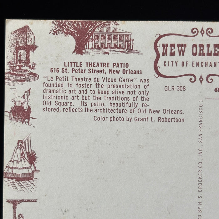 Vintage Postcard New Orleans Little Theatre Historic Patio Garden French Quarter