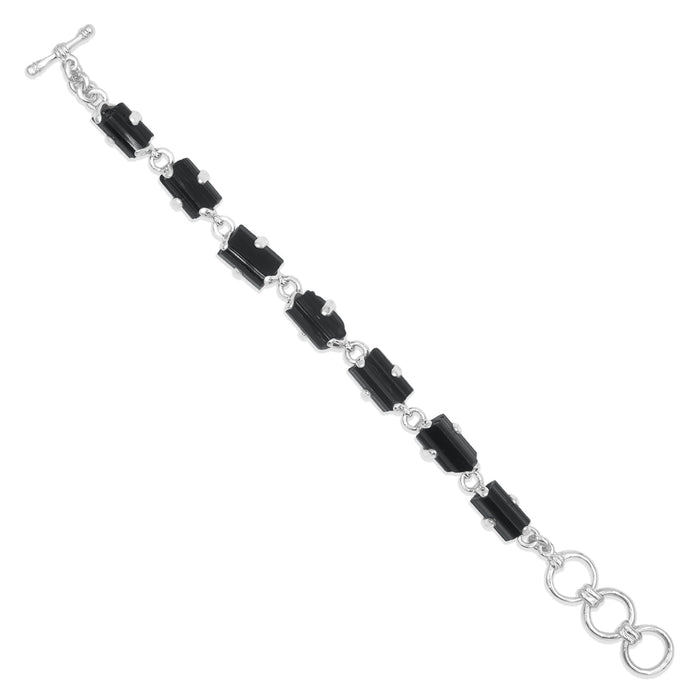 Black Tourmaline Bracelet Nugget Stones Sterling Silver Clasp