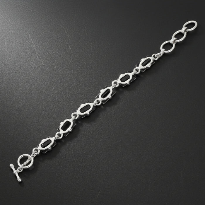Black Tourmaline Bracelet Nugget Stones Sterling Silver Clasp