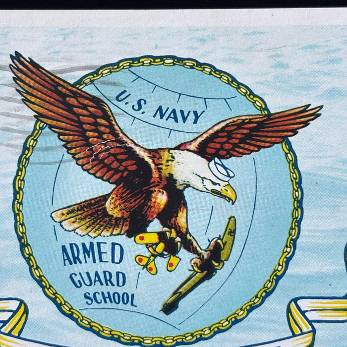 Vintage Postcard 1944 WWII Sarcastic Eagle Crushes Plane US Navy Guard School