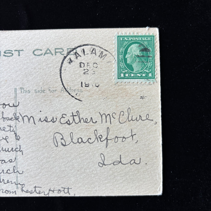 Antique Postcard 1910s Church Candy Kalama Washington Christmas Blackfoot ID