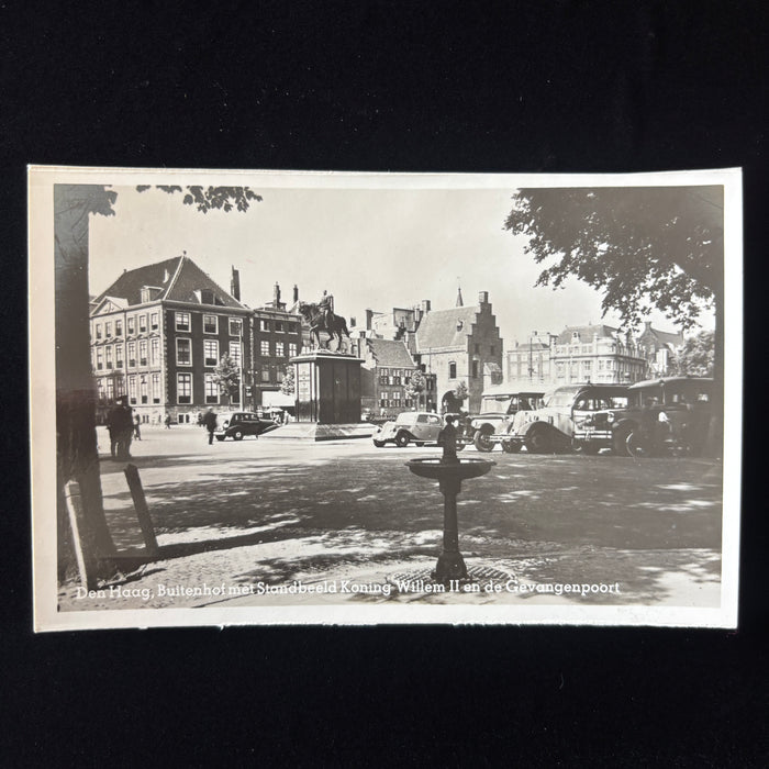 Vintage Postcard RPPC Den Haag Buitenhof Classic Cars Fountain Prison Gate Dutch