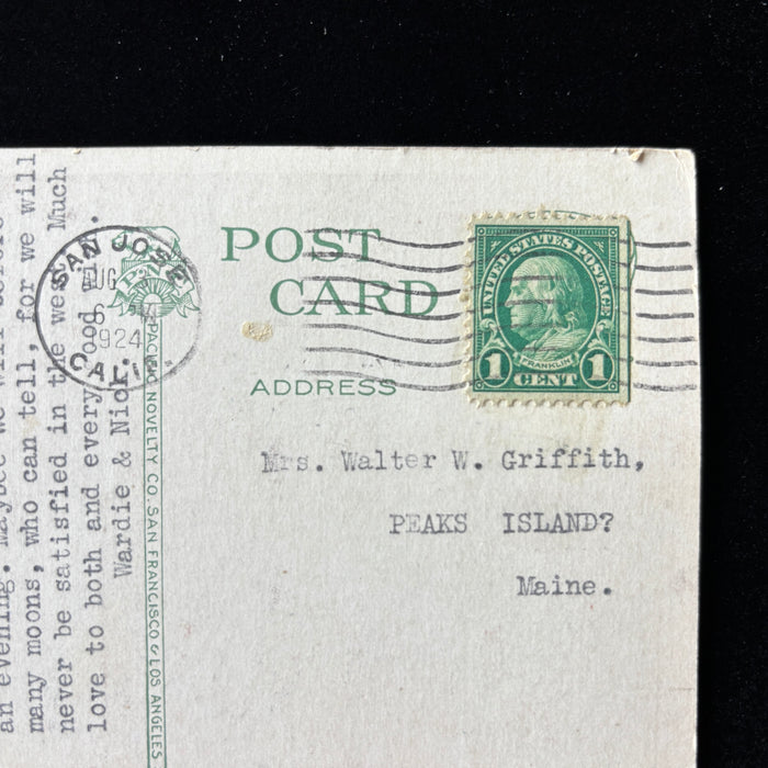 Antique Postcard 1924 San Jose CA Midwinter Booster Oranges Roses Typewritten