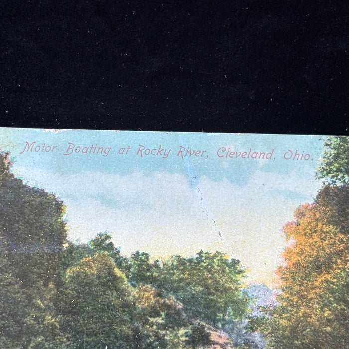 Antique Postcard 1909 Motor Boating Rocky River Cleveland Ohio Luna Park July 4