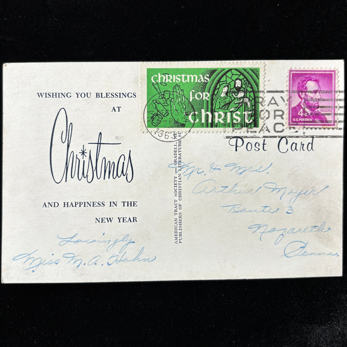 Vintage Postcard 1962 Pray For Peace Christmas Village Church East Corinth VT